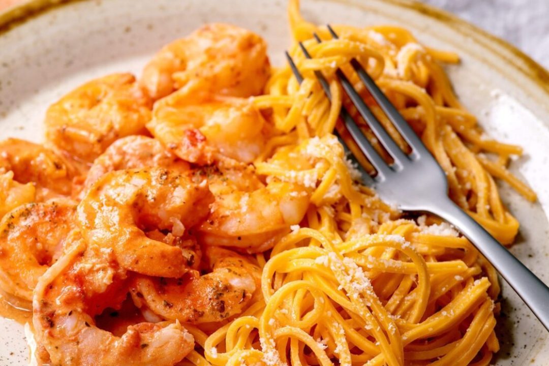 shrimp alfredo noodles
