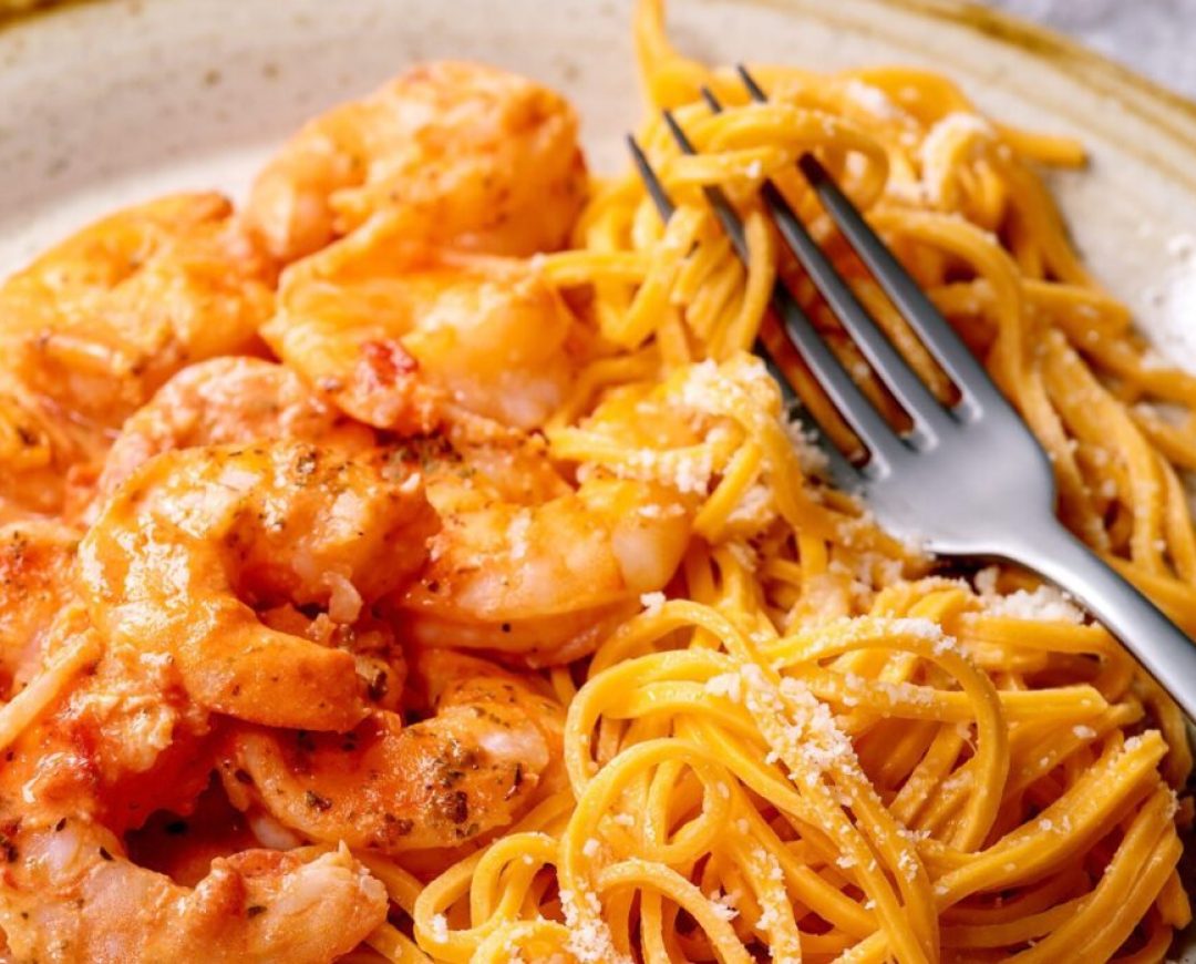 shrimp alfredo noodles